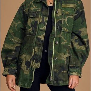 Free People Green Camo Utility Jacket